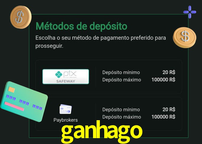 O cassino ganhago oferece uma grande variedade de métodos de pagamento